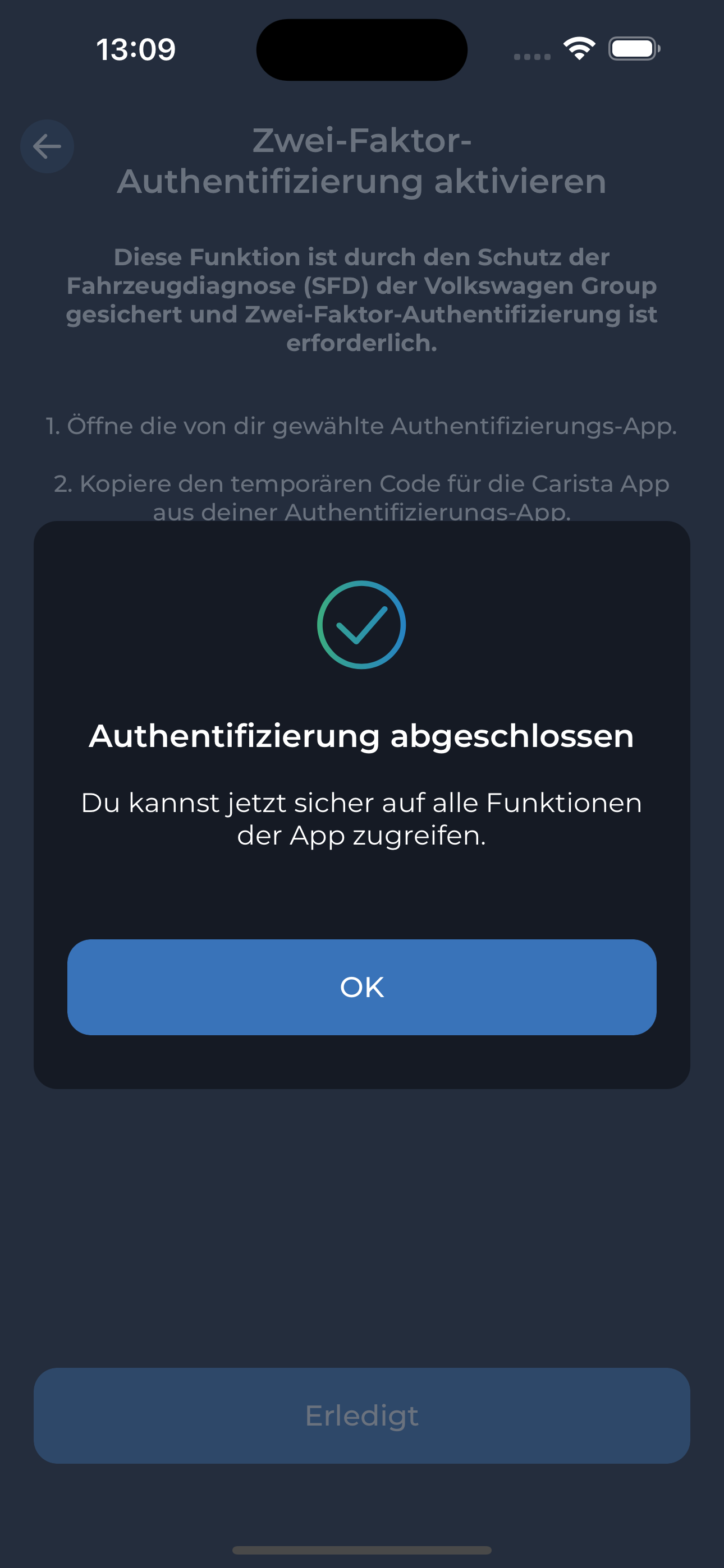 Schritt 4 Zwei-Faktor-Authentifizierung abgeschlossen