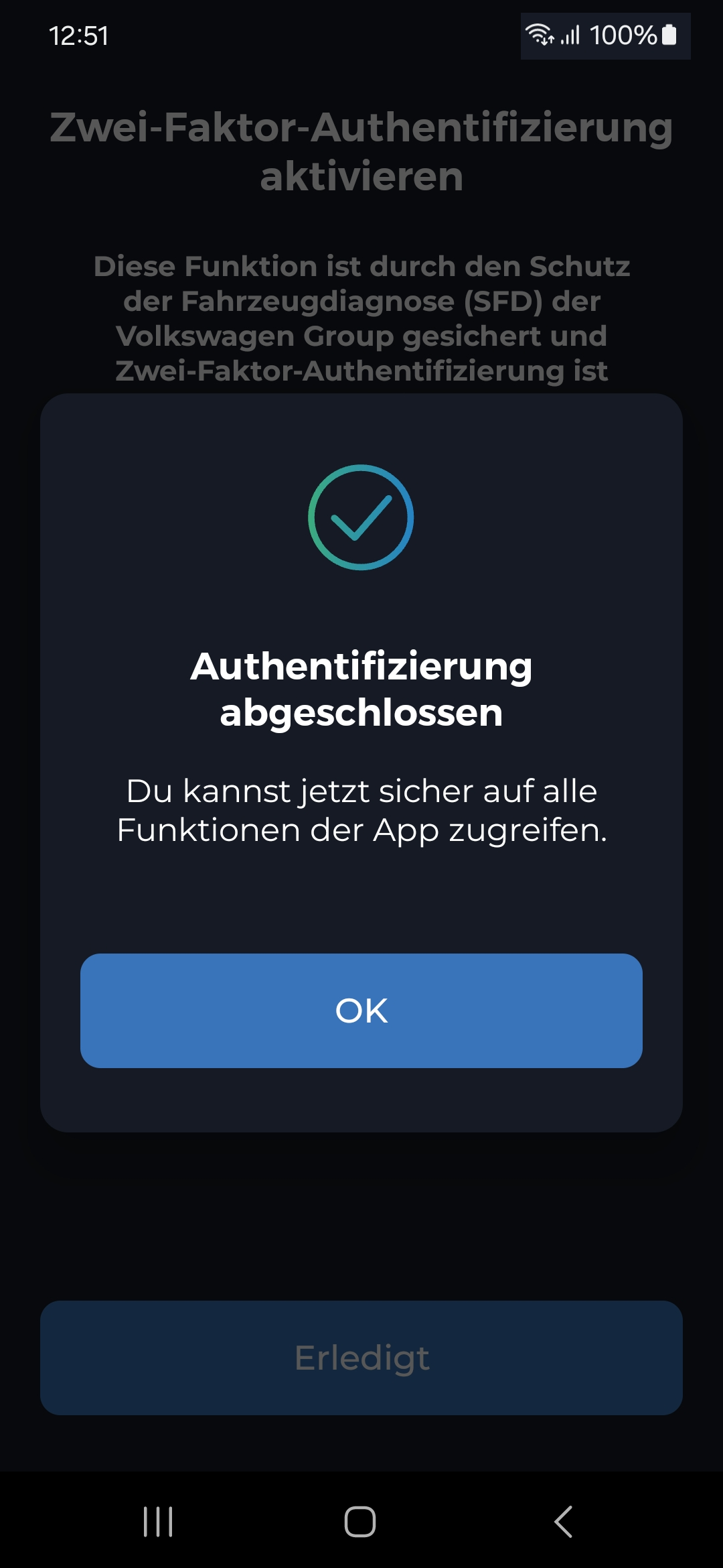 Schritt 4 Zwei-Faktor-Authentifizierung abgeschlossen