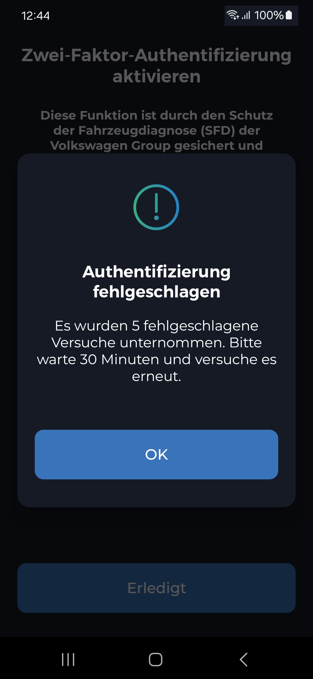 Schritt 4 Zwei-Faktor-Authentifizierung – falscher Code 5 Versuche