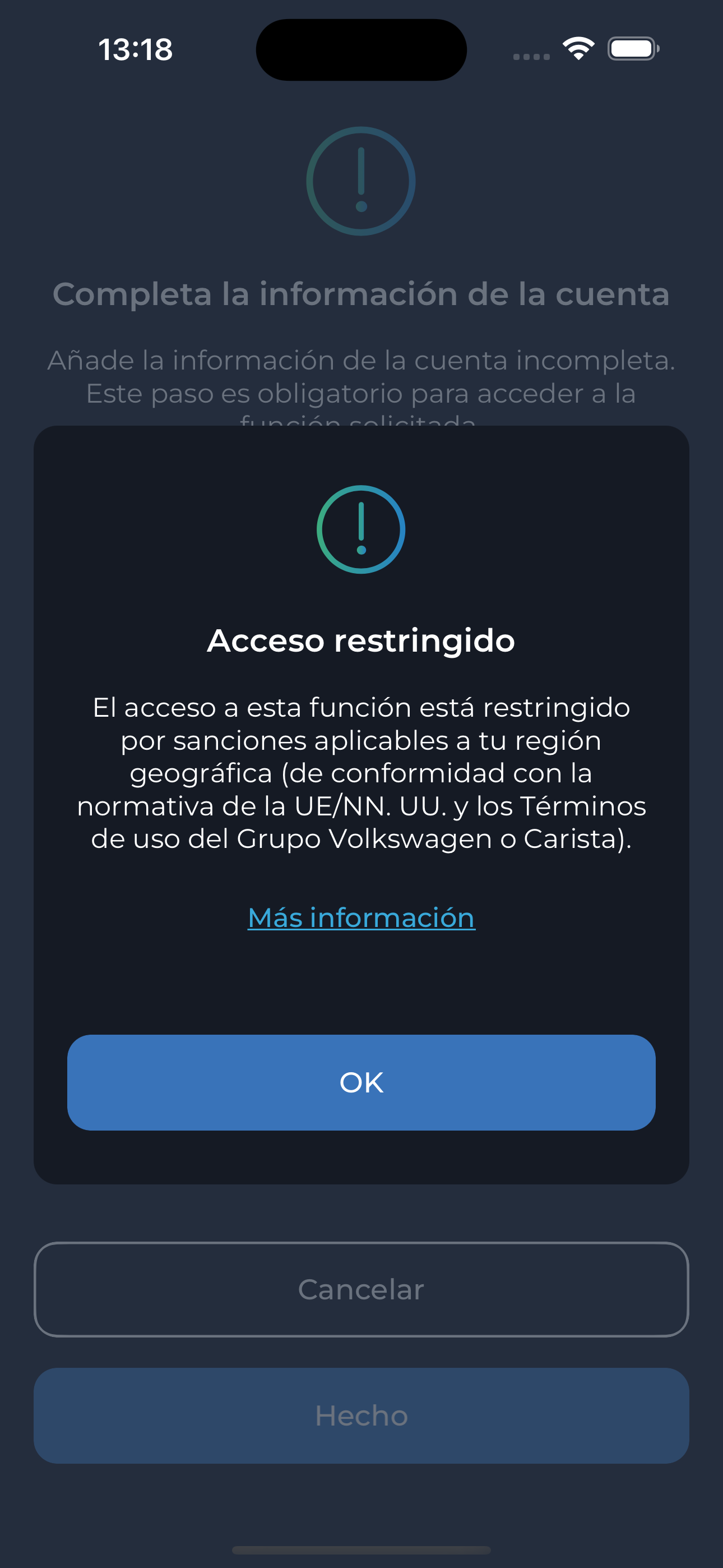 Modal zona restringida