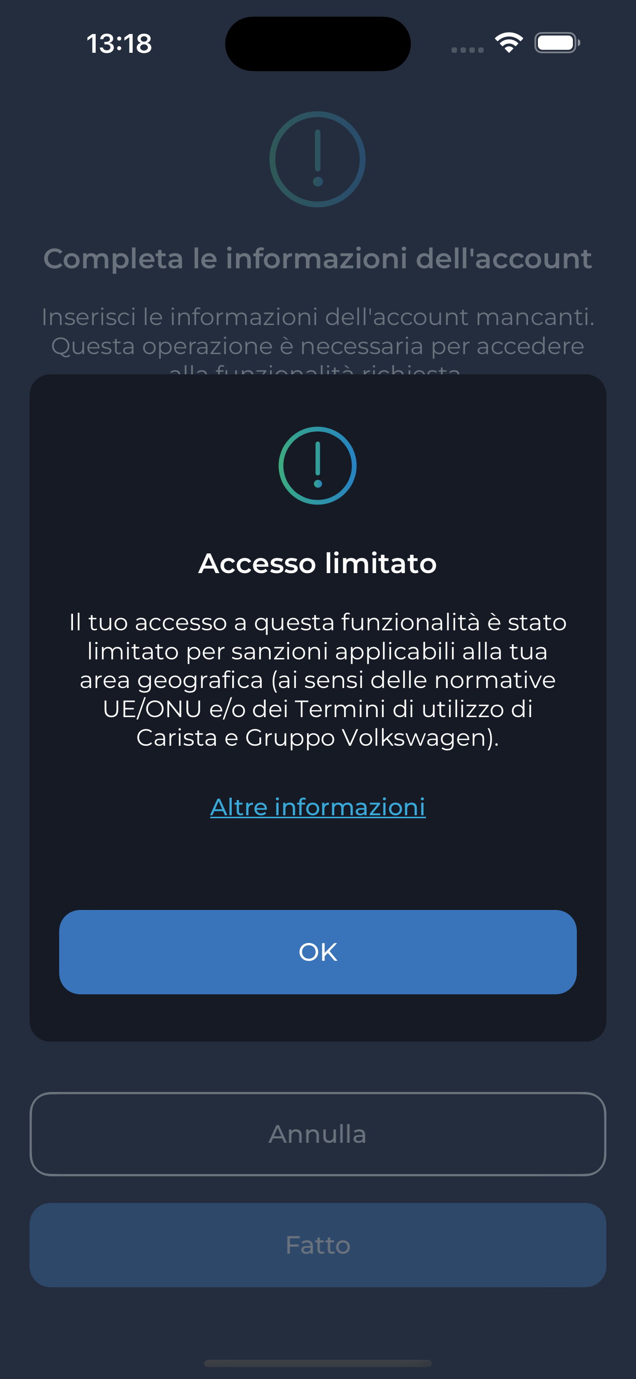 Area riservata modale