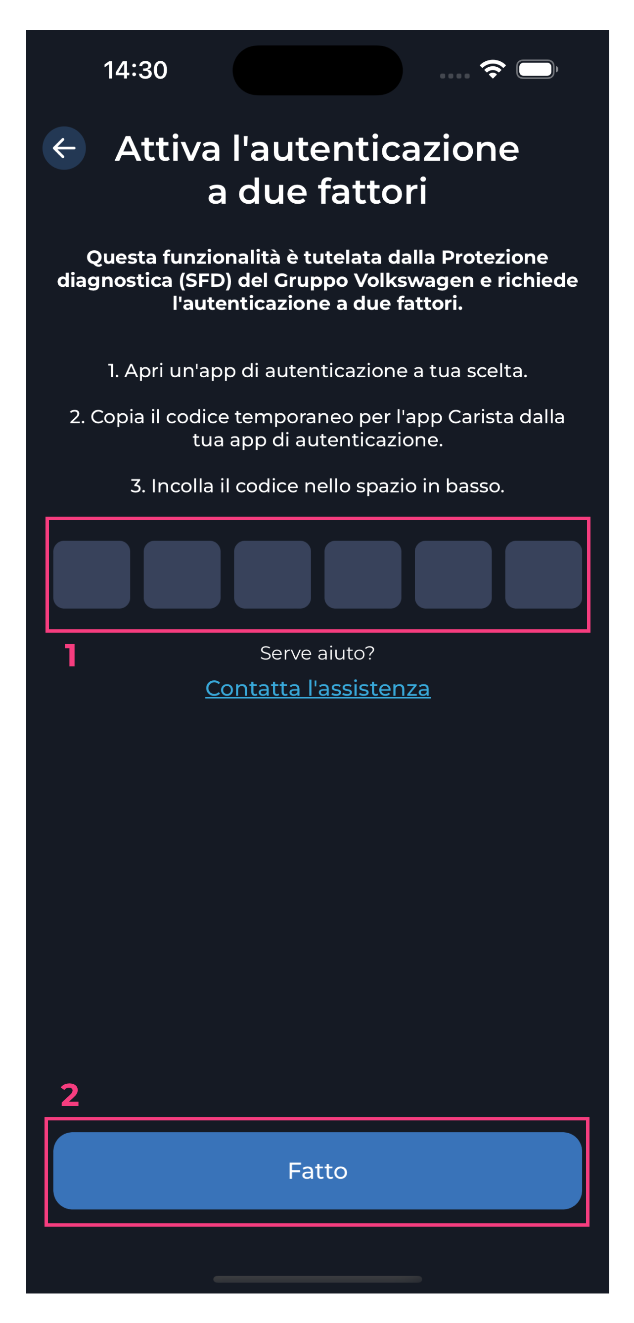 Passaggio 3.1 e 3.2_ Attiva l'autenticazione a due fattori: 6 cifre+Fine