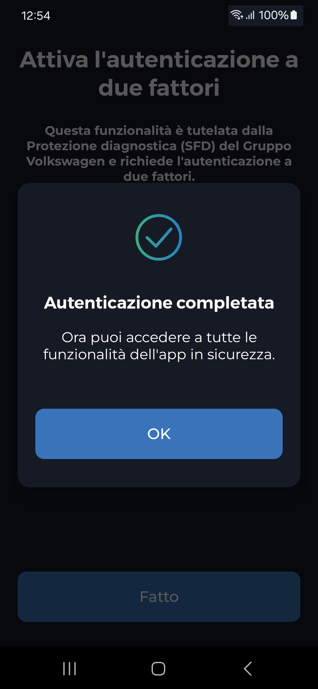 Passaggio 4 Autenticazione a due fattori completata